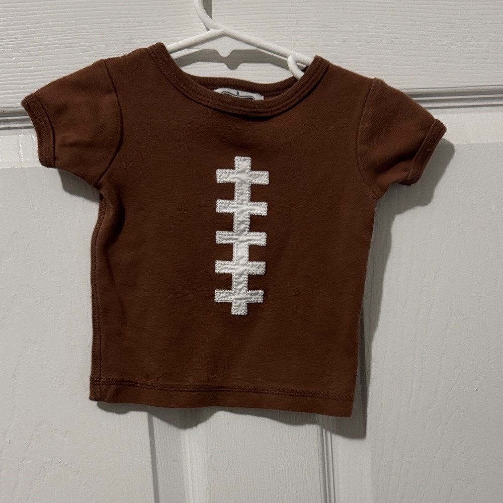 Mud Pie Chocolate Tee with White Stitch Accent